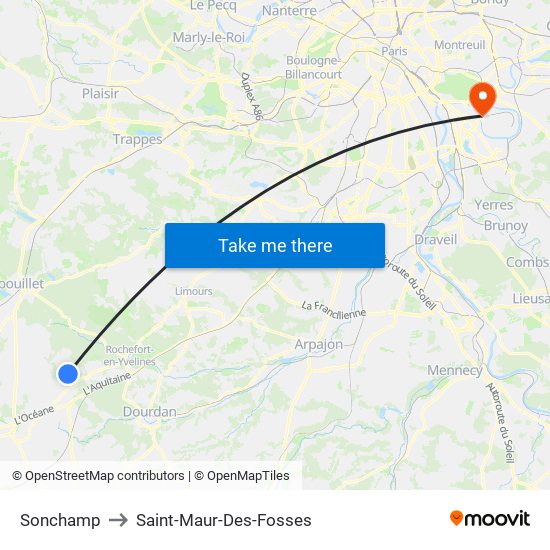 Sonchamp to Saint-Maur-Des-Fosses map