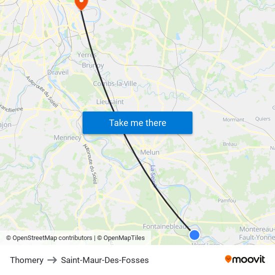 Thomery to Saint-Maur-Des-Fosses map