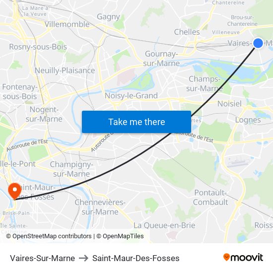 Vaires-Sur-Marne to Saint-Maur-Des-Fosses map