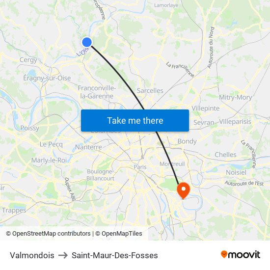 Valmondois to Saint-Maur-Des-Fosses map