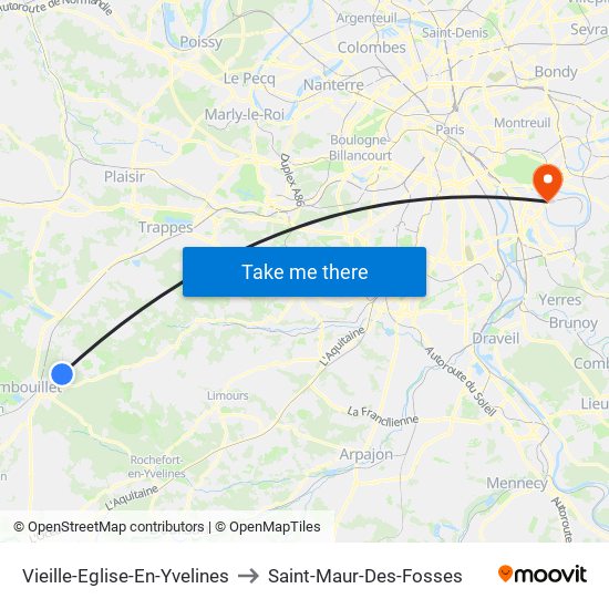 Vieille-Eglise-En-Yvelines to Saint-Maur-Des-Fosses map