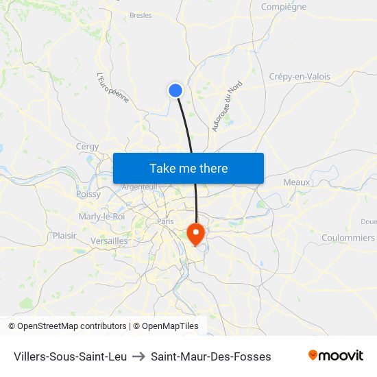Villers-Sous-Saint-Leu to Saint-Maur-Des-Fosses map
