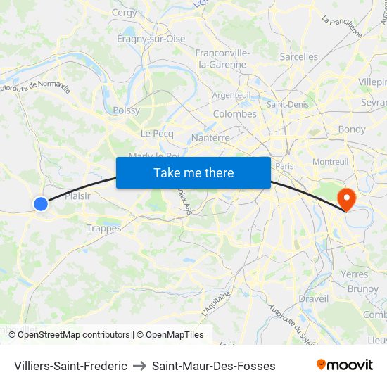 Villiers-Saint-Frederic to Saint-Maur-Des-Fosses map