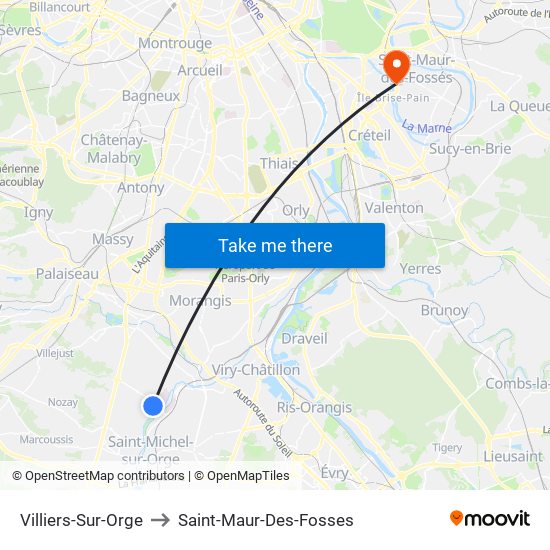 Villiers-Sur-Orge to Saint-Maur-Des-Fosses map