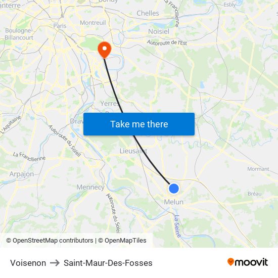 Voisenon to Saint-Maur-Des-Fosses map