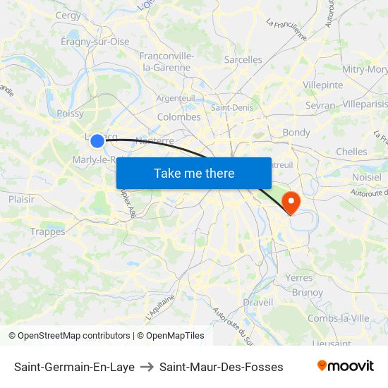 Saint-Germain-En-Laye to Saint-Maur-Des-Fosses map
