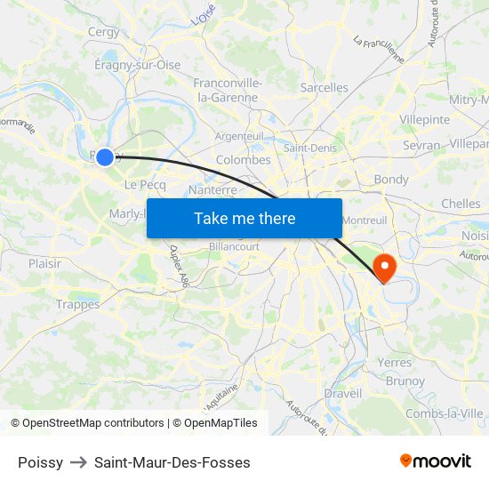 Poissy to Saint-Maur-Des-Fosses map