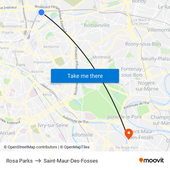 Rosa Parks to Saint-Maur-Des-Fosses map