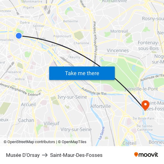 Musée D'Orsay to Saint-Maur-Des-Fosses map
