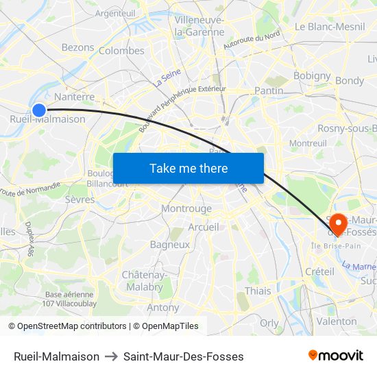 Rueil-Malmaison to Saint-Maur-Des-Fosses map
