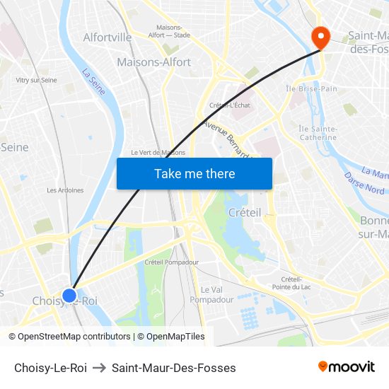 Choisy-Le-Roi to Saint-Maur-Des-Fosses map