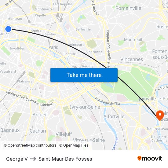 George V to Saint-Maur-Des-Fosses map