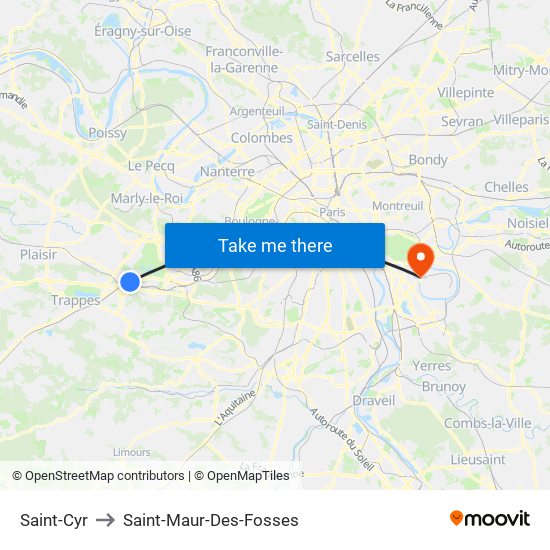 Saint-Cyr to Saint-Maur-Des-Fosses map