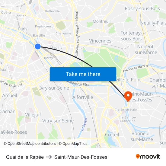 Quai de la Rapée to Saint-Maur-Des-Fosses map