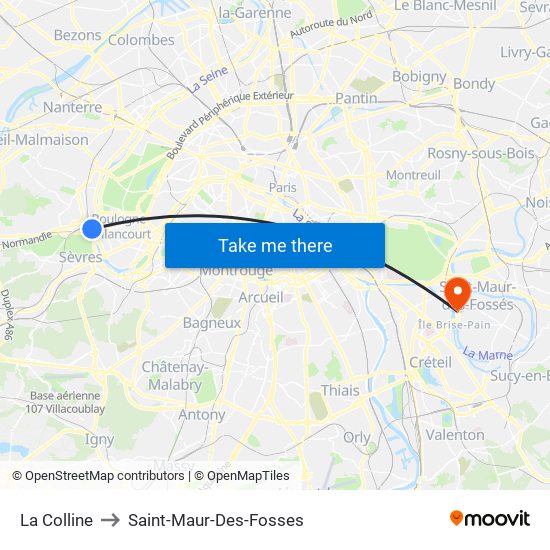 La Colline to Saint-Maur-Des-Fosses map