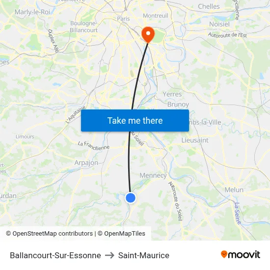 Ballancourt-Sur-Essonne to Saint-Maurice map