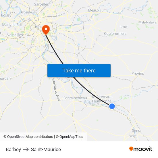 Barbey to Saint-Maurice map