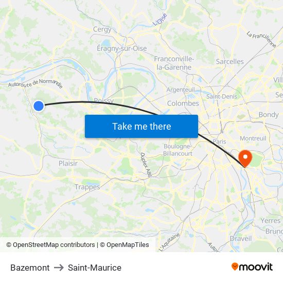 Bazemont to Saint-Maurice map