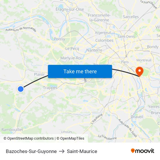 Bazoches-Sur-Guyonne to Saint-Maurice map