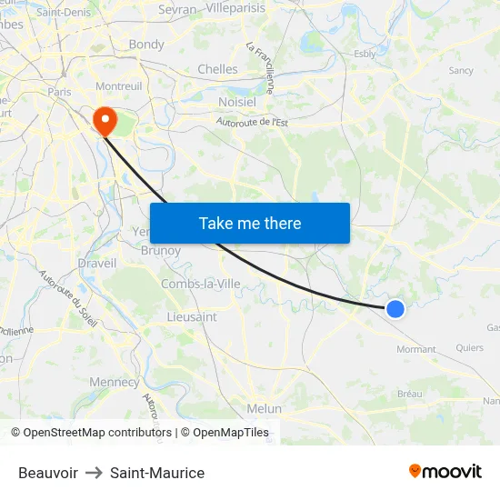 Beauvoir to Saint-Maurice map