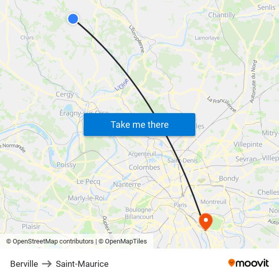 Berville to Saint-Maurice map