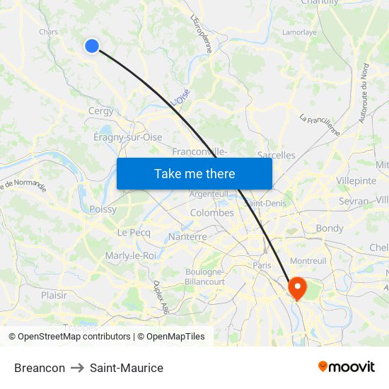 Breancon to Saint-Maurice map