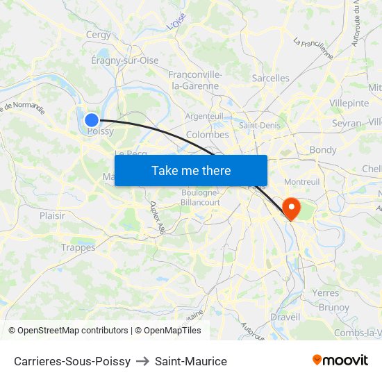 Carrieres-Sous-Poissy to Saint-Maurice map