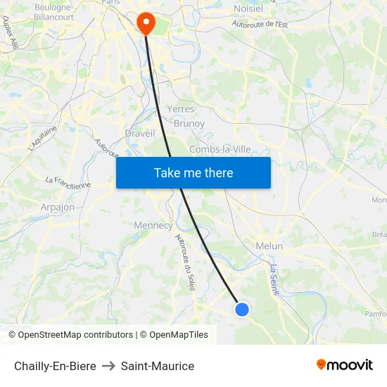 Chailly-En-Biere to Saint-Maurice map