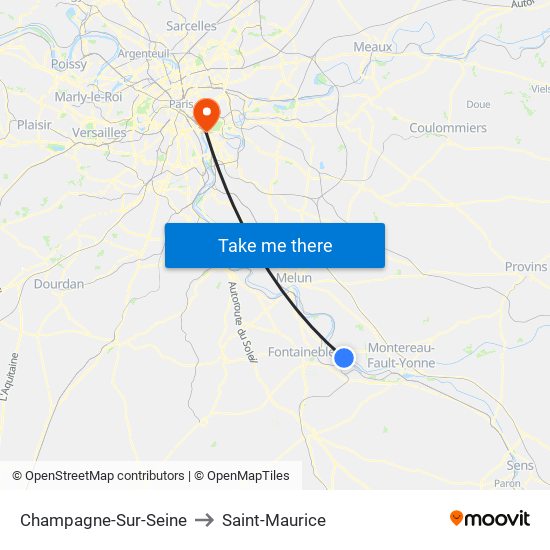 Champagne-Sur-Seine to Saint-Maurice map