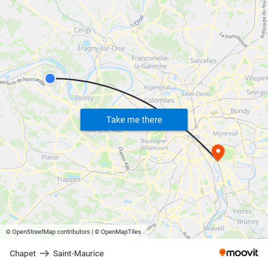 Chapet to Saint-Maurice map