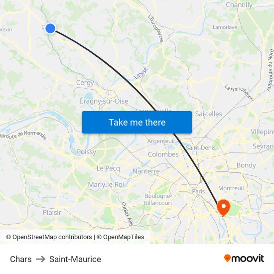 Chars to Saint-Maurice map