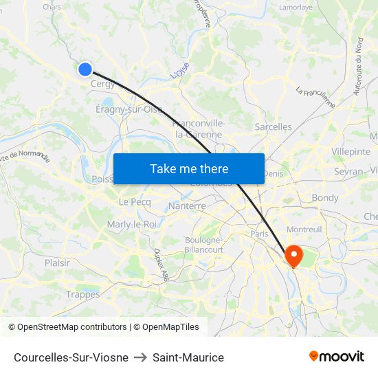 Courcelles-Sur-Viosne to Saint-Maurice map