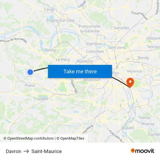 Davron to Saint-Maurice map