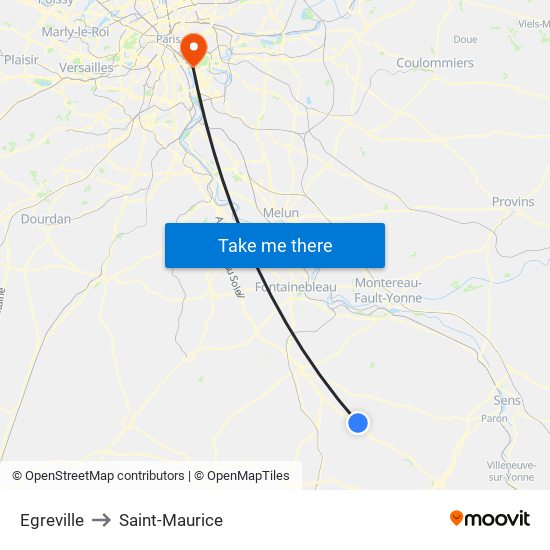 Egreville to Saint-Maurice map