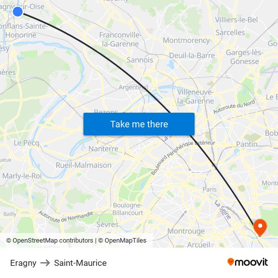 Eragny to Saint-Maurice map