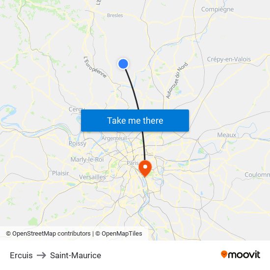 Ercuis to Saint-Maurice map
