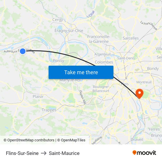 Flins-Sur-Seine to Saint-Maurice map