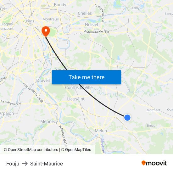 Fouju to Saint-Maurice map