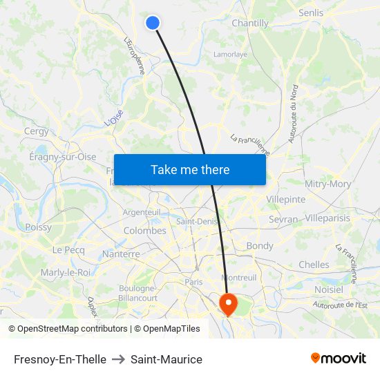 Fresnoy-En-Thelle to Saint-Maurice map