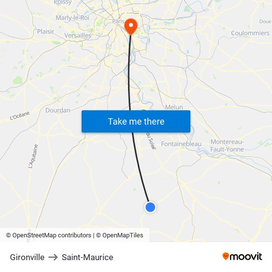 Gironville to Saint-Maurice map