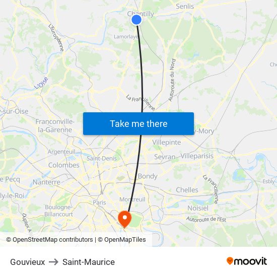Gouvieux to Saint-Maurice map