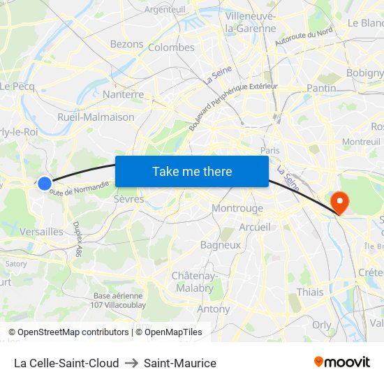 La Celle-Saint-Cloud to Saint-Maurice map