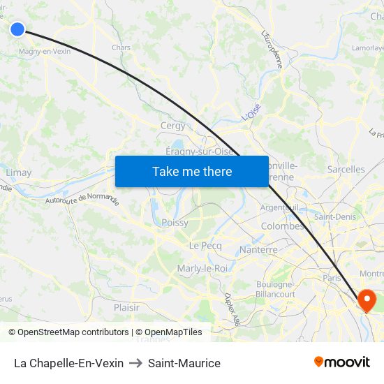La Chapelle-En-Vexin to Saint-Maurice map
