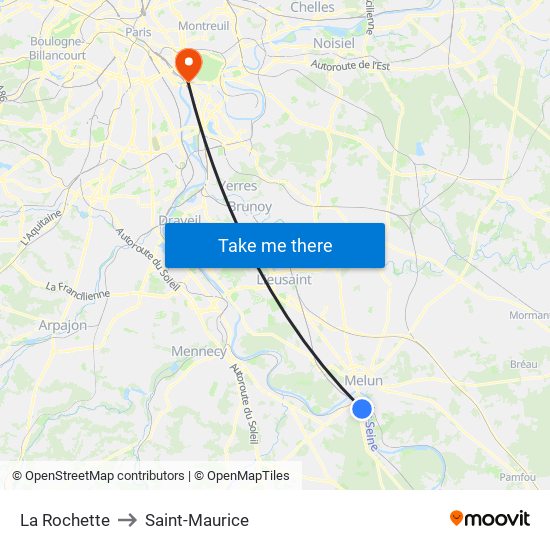La Rochette to Saint-Maurice map