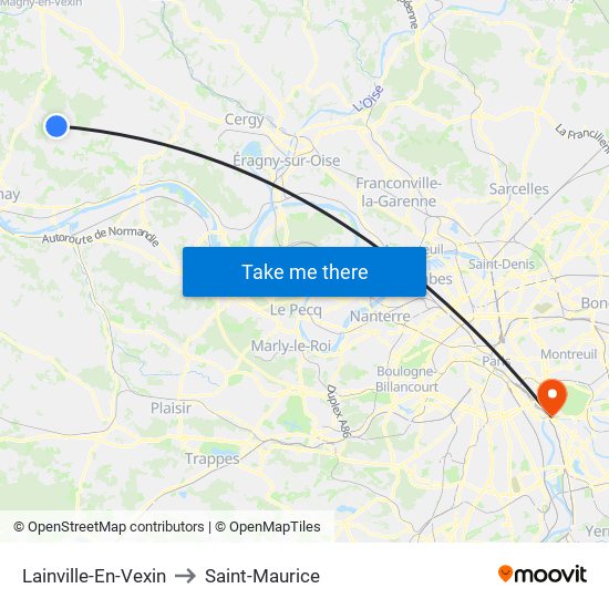 Lainville-En-Vexin to Saint-Maurice map