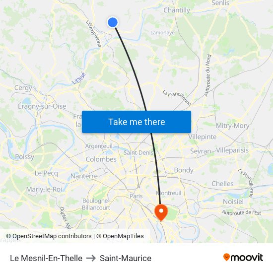 Le Mesnil-En-Thelle to Saint-Maurice map