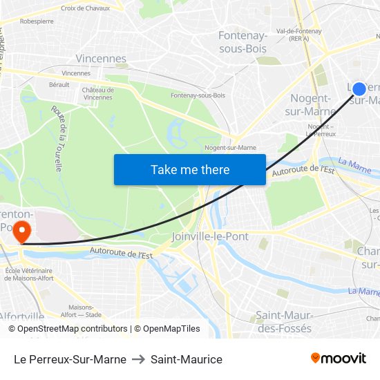 Le Perreux-Sur-Marne to Saint-Maurice map