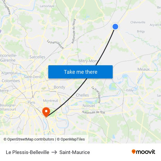 Le Plessis-Belleville to Saint-Maurice map