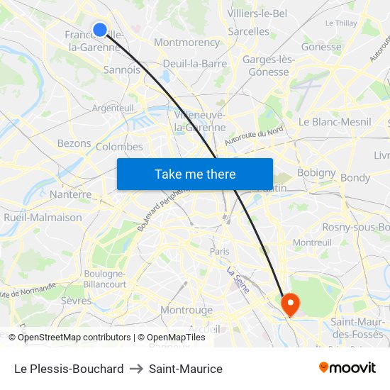 Le Plessis-Bouchard to Saint-Maurice map