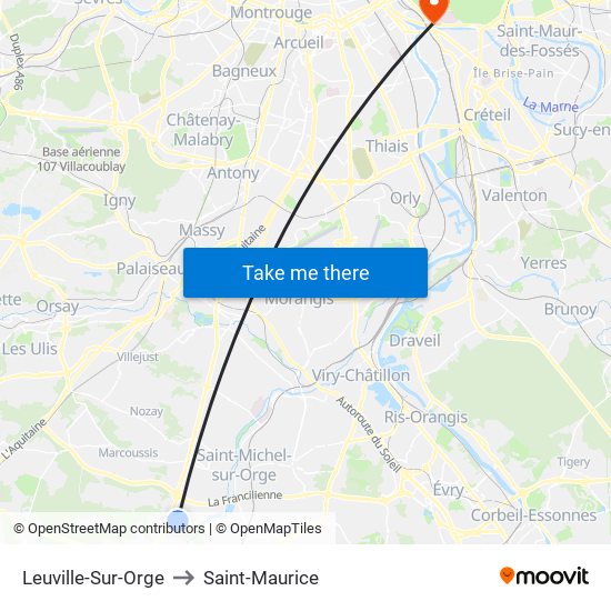 Leuville-Sur-Orge to Saint-Maurice map